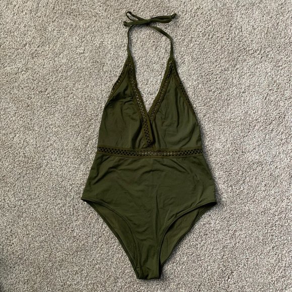 H&M Swim Hm Olive Green One Piece Swimsuit 8 Poshmark